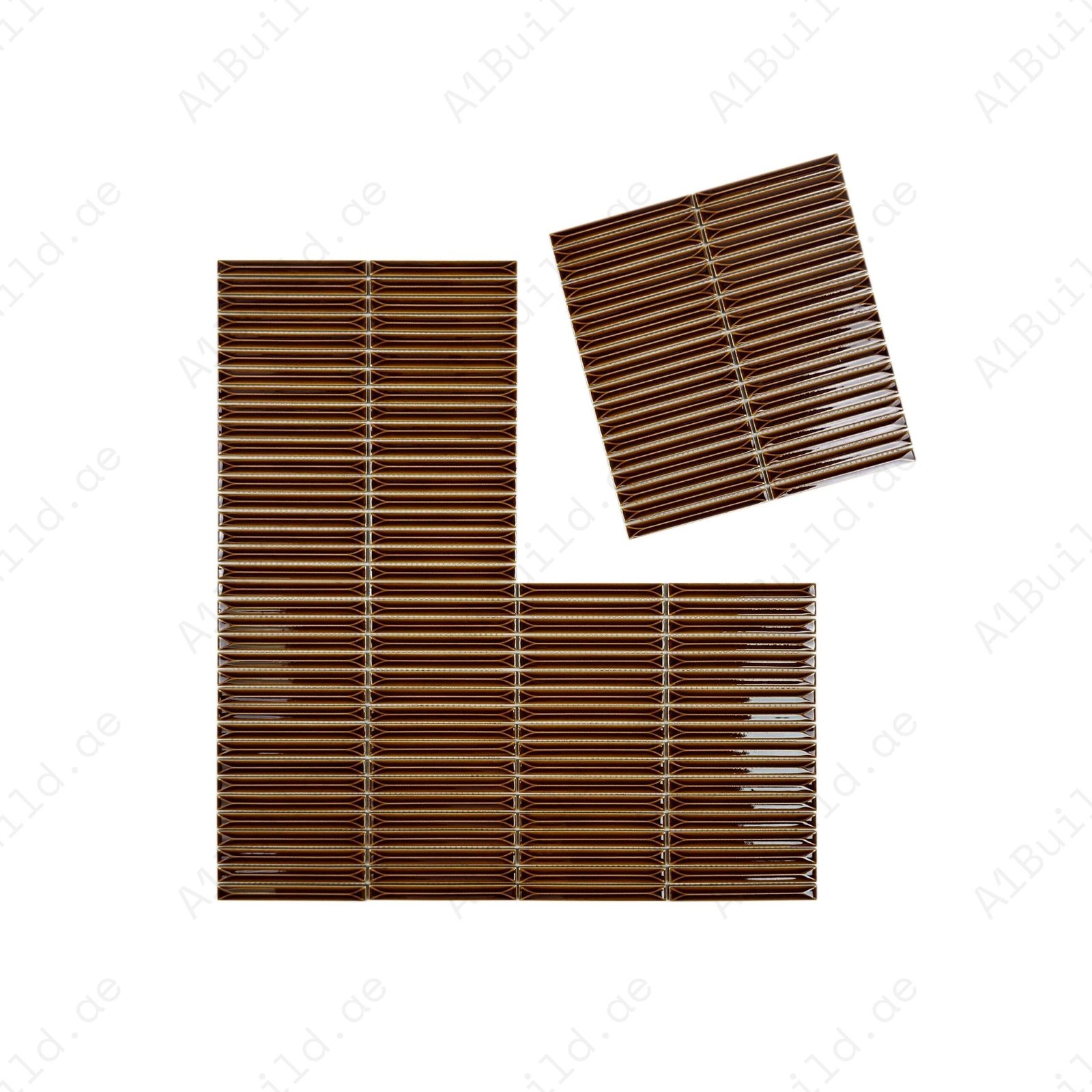 Sicilian Luxury Series Caramel Brown Elongated Beveled Rectangular Shape Glossy Porcelain Mosaic - Image 2