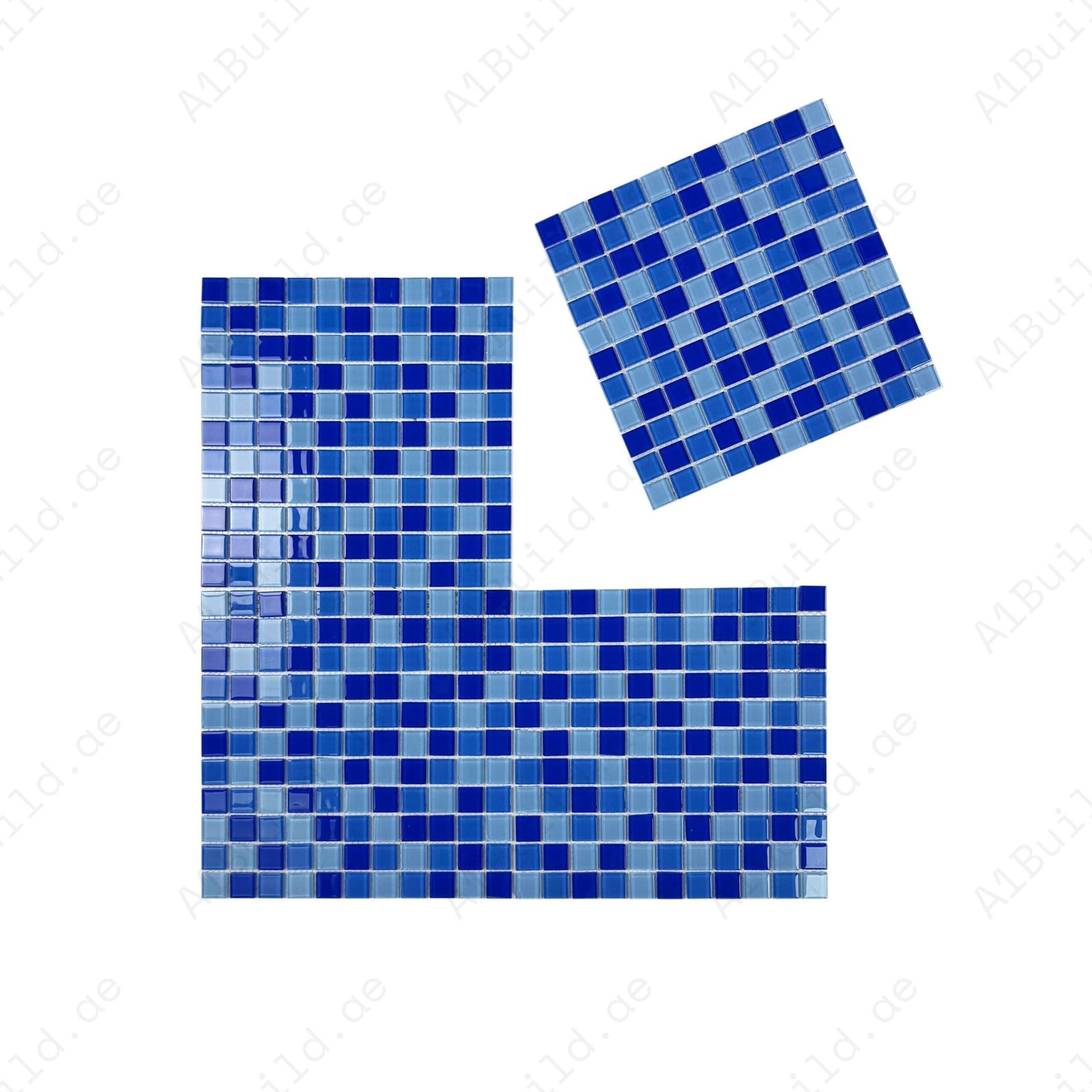 Sky Blue & French Blue & Navy Blue Mixed Crystal Glass Mosaic - Image 2