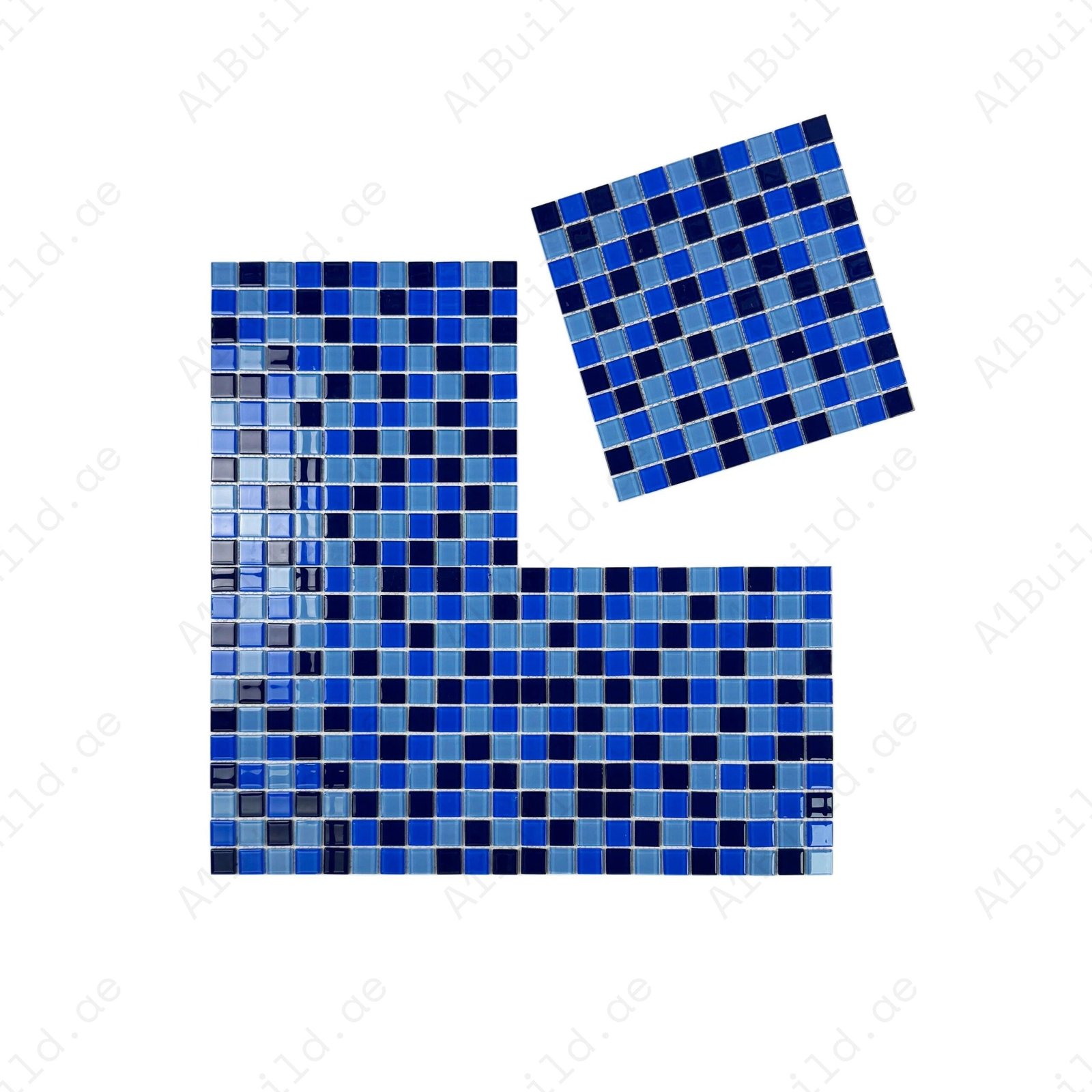 Sky Blue & French Blue & Sapphire Blue Mixed Crystal Glass Mosaic - Image 2