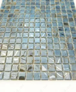 Alternative view of Spanish Mosaic Series Sky Blue &Baby Blue & Earthy Brown Streaks And Swirls Texture Recycled Glass Mosaic