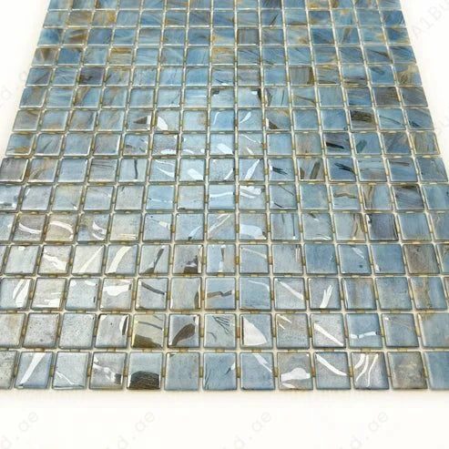 Spanish Mosaic Series Sky Blue &Baby Blue & Earthy Brown Streaks And Swirls Texture Recycled Glass Mosaic - Image 2