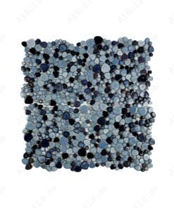Alternative view of Positano Sky Series Sky Blue & Chocolate Brown Round Ice Crack Porcelain Mosaic