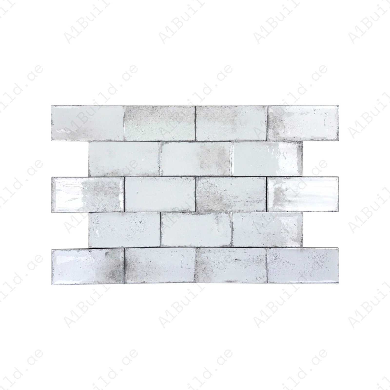 Ivory White Glossy Ceramic Artisanal Tile - Image 2