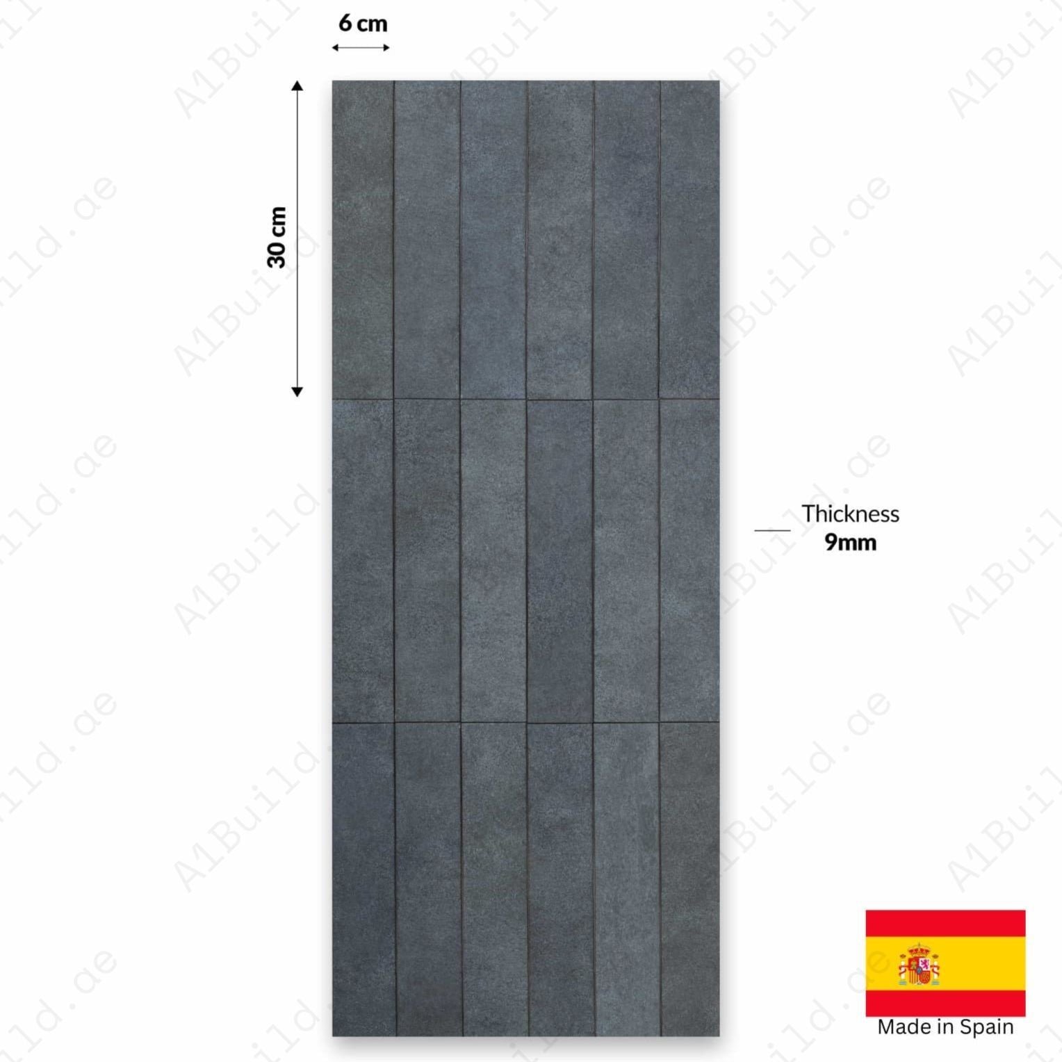 Stage Denim Matt 06x30cm Spanish Ceramic Tiles – Indoor & Outdoor Walls