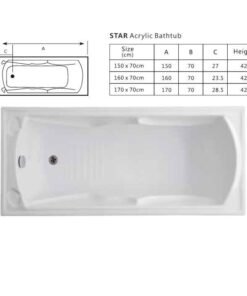 Alternative view of Star acrylic bathtub size 150x70cm 160x70cm 170x70cm