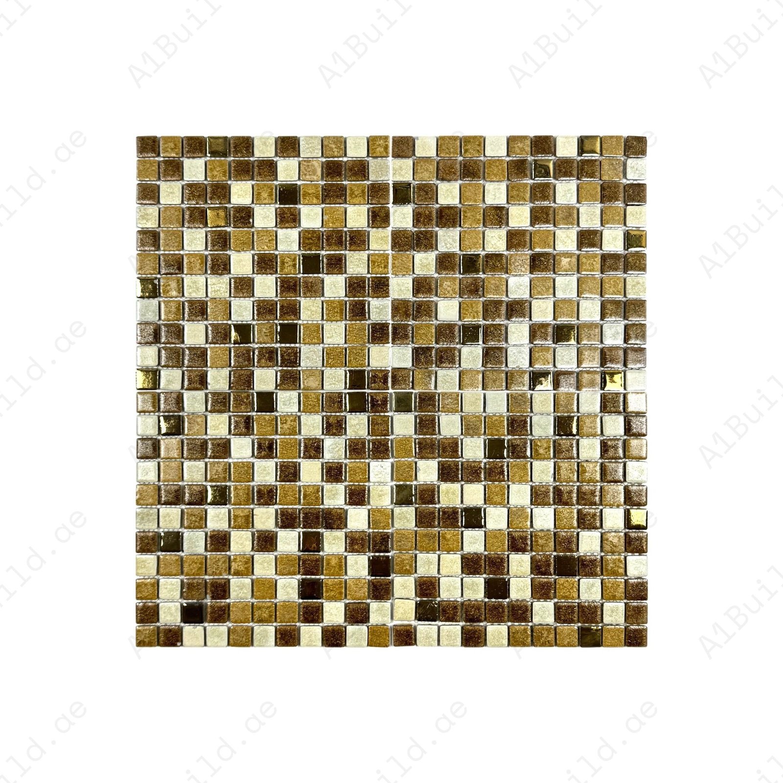 Milan Melody Series Light Beige & Gold Beige & French Beige Mixed Square Ice Crack Porcelain Mosaic