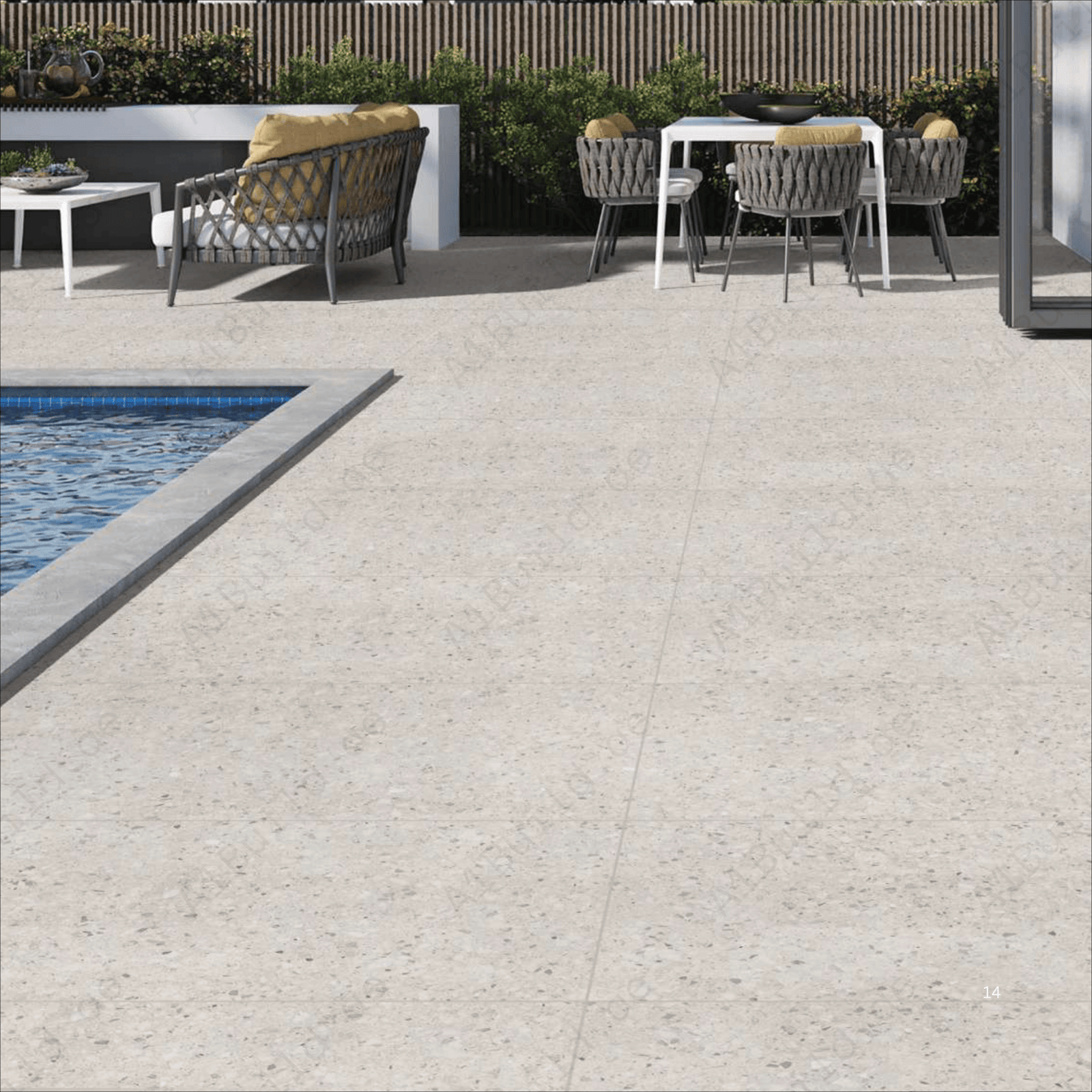 Terrazo Crema Rough Matt (R11) Outdoor Porcelain Tiles | 60x120cm Heavy Duty (R11) Slip-Resistant Flooring - Image 2