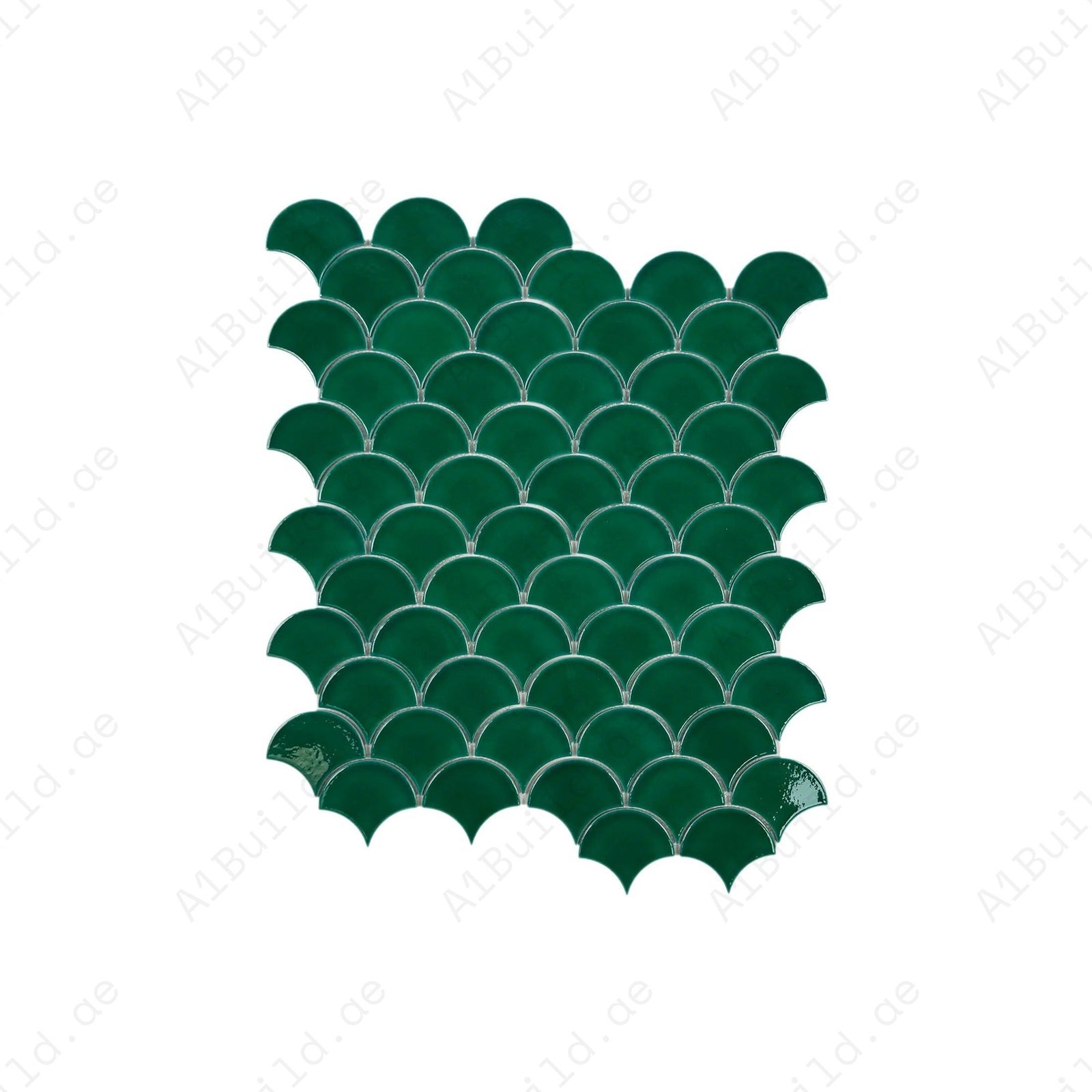 Verona Grace Series Forest Green Fan Shape Porcelain Mosaic