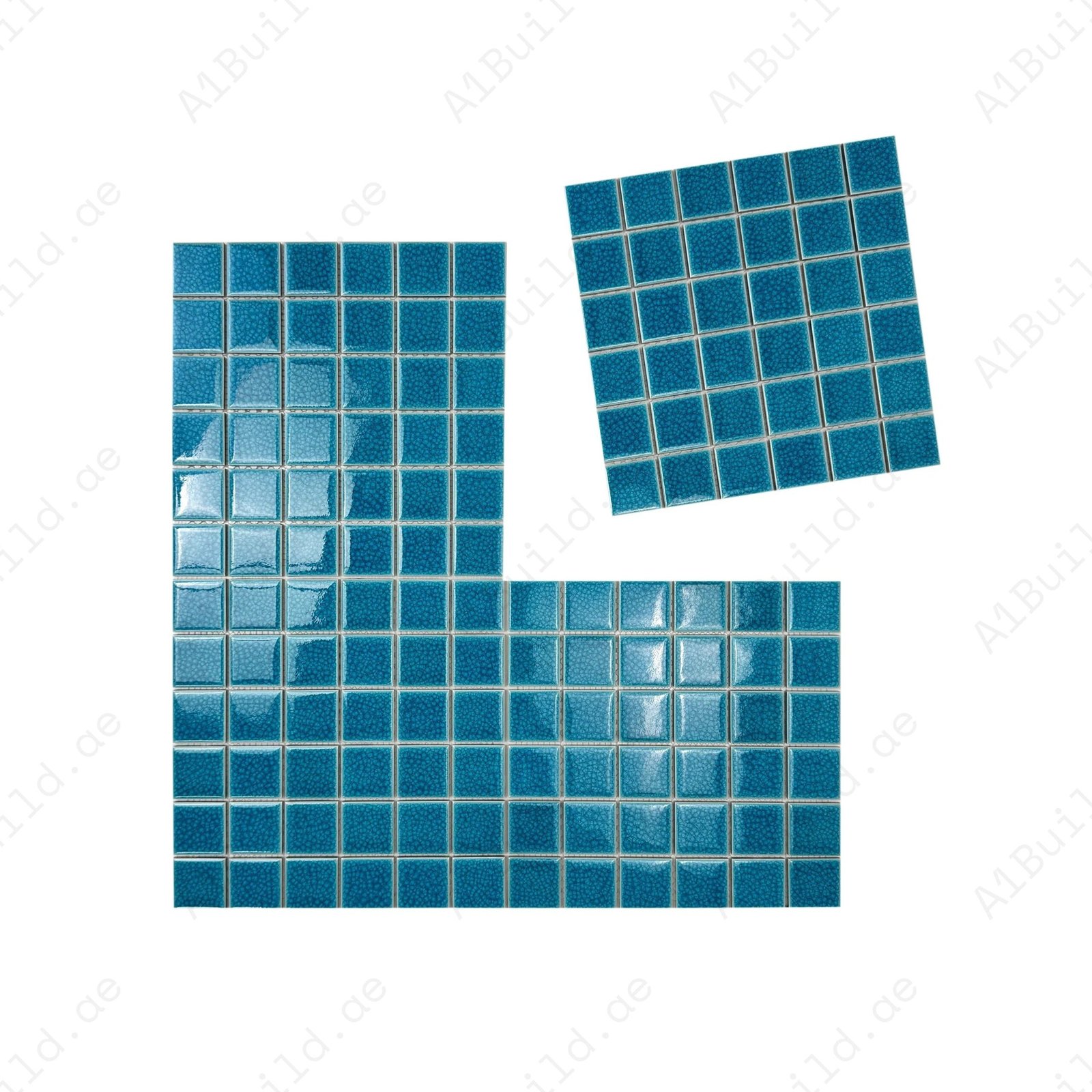 Oceanic Opal Series Tiffany Blue Convex Surface Crackle Porcelain Mosaic - Image 2