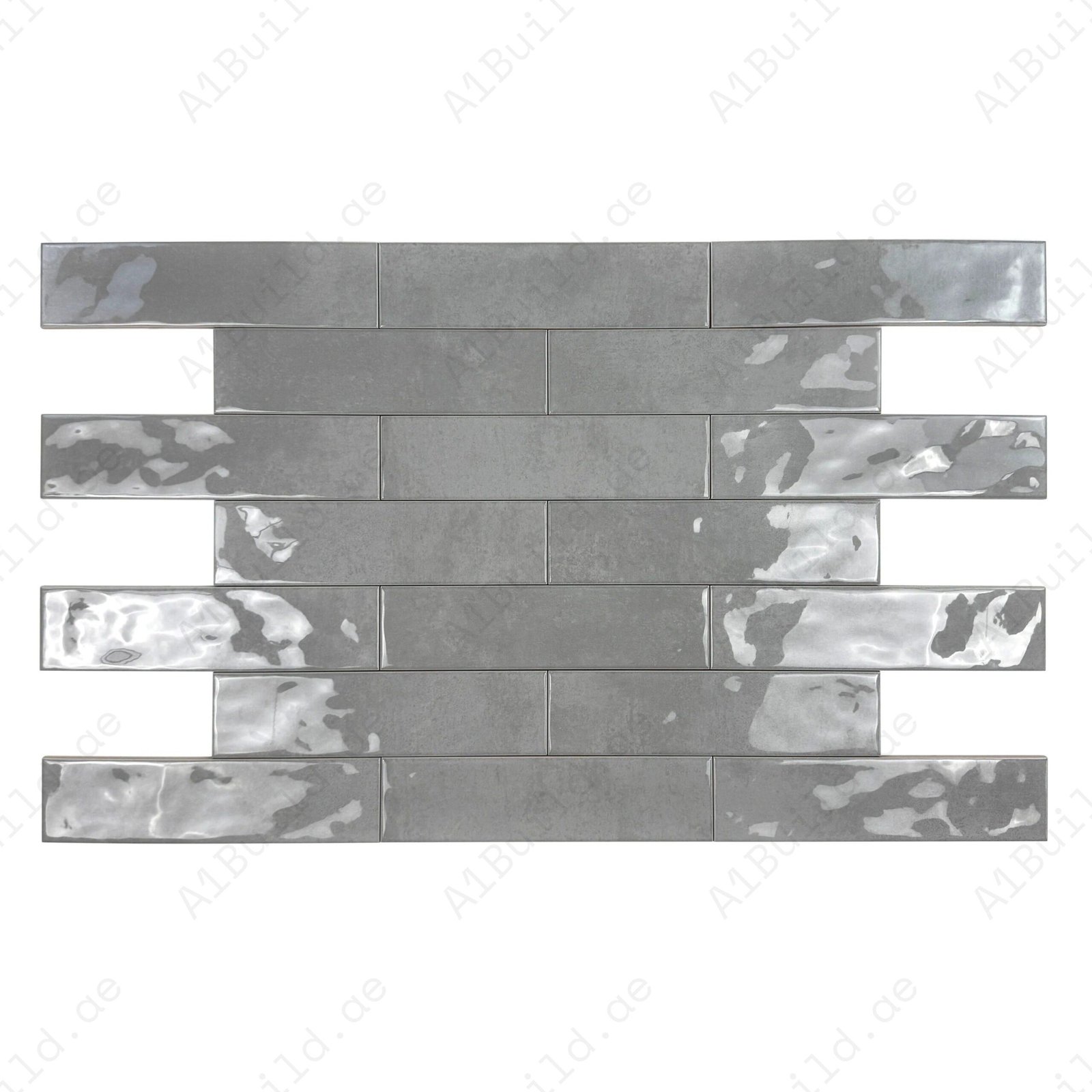 Tonal Symphony Cement Grey Glossy Ceramic Artisanal Tile - Image 2