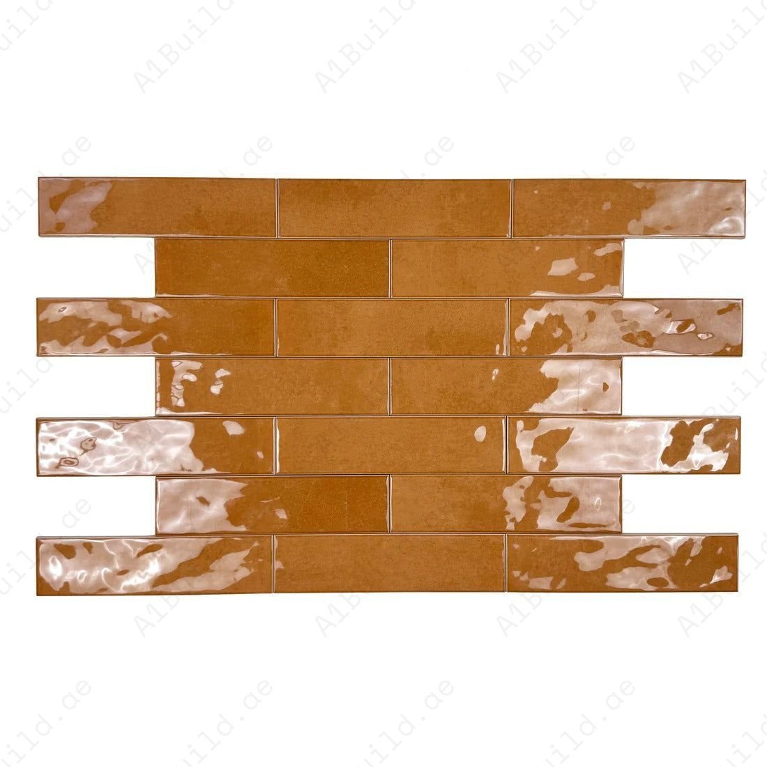 Tonal Symphony Orange Glossy Ceramic Artisanal Tile - Image 2