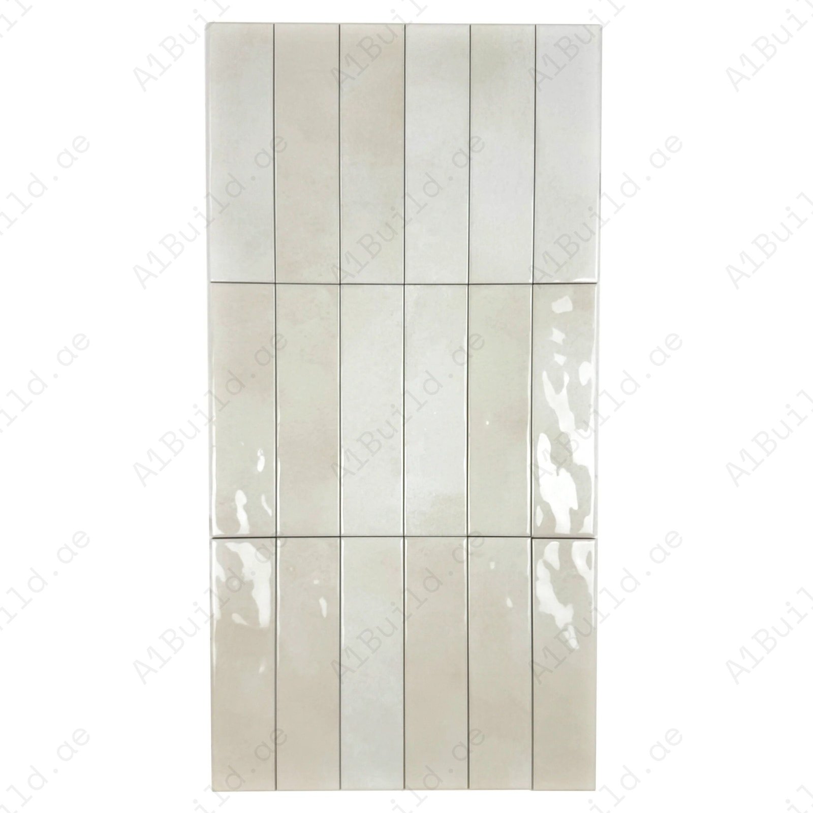 Tonal Symphony Smoke White Glossy Ceramic Artisanal Tile