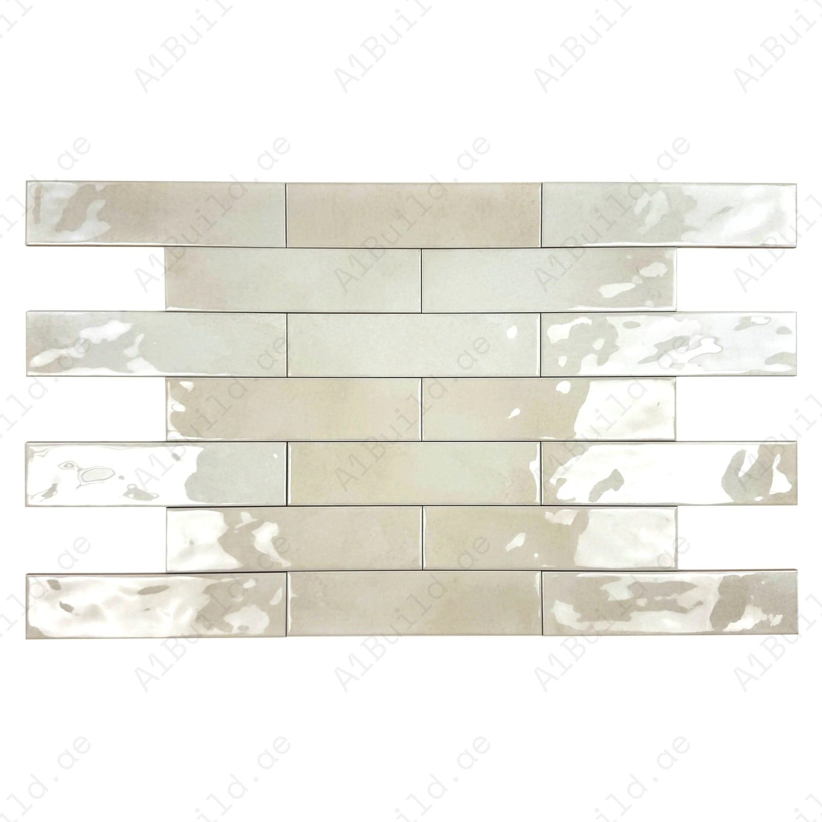 Tonal Symphony Smoke White Glossy Ceramic Artisanal Tile - Image 2