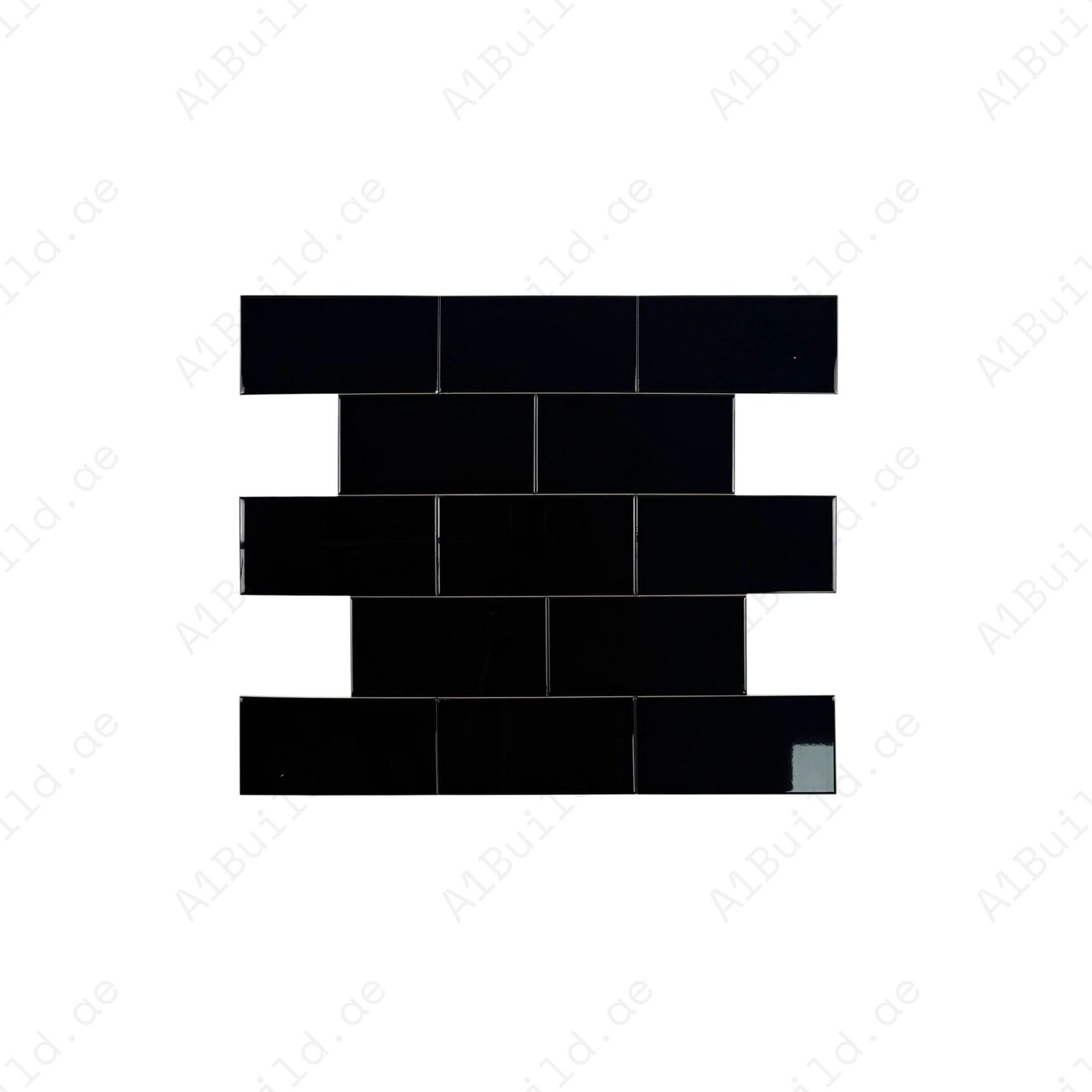 Urban Luxe Series Black Glossy Flat Ceramic Tile - Image 2