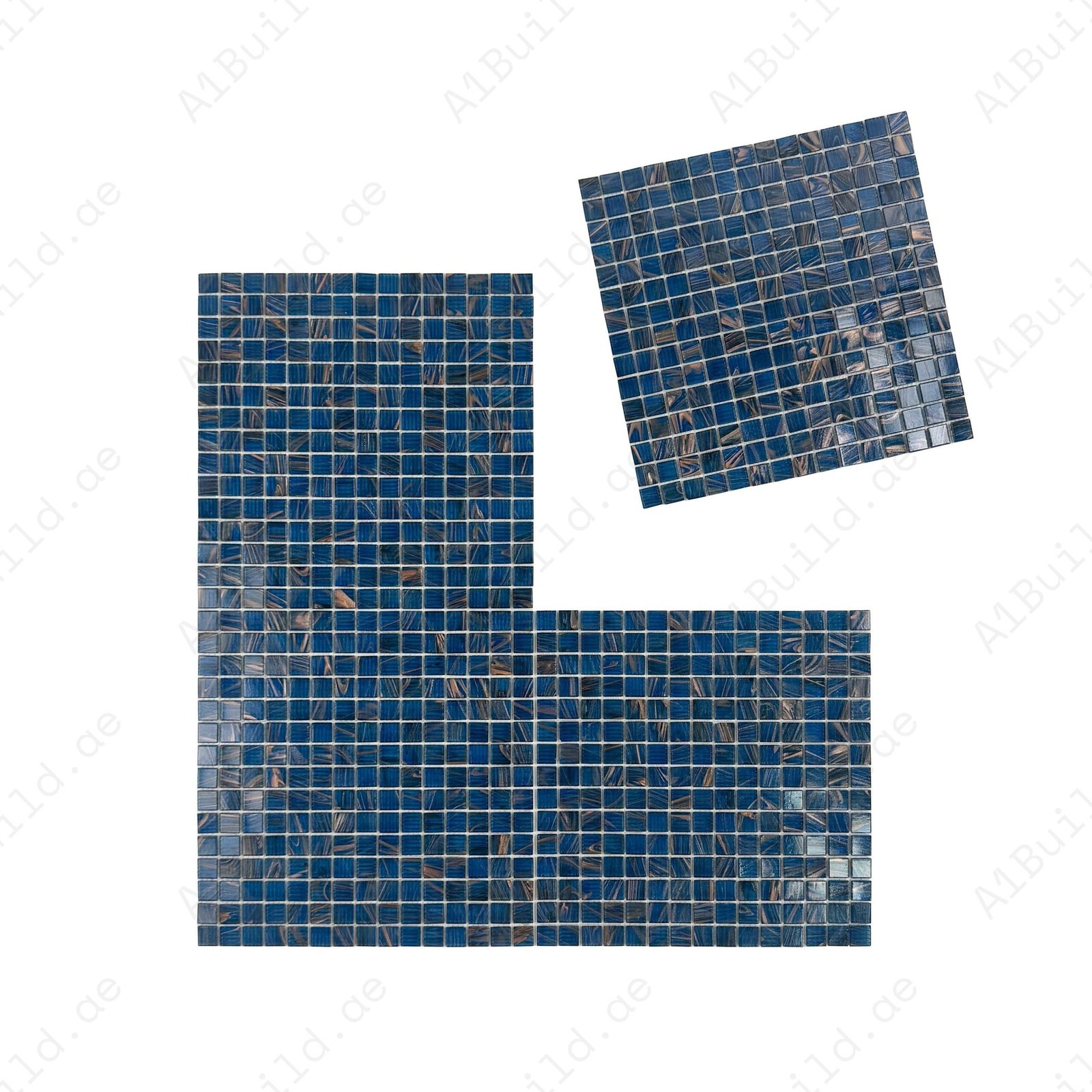 Glacial Artistry Series Ultramarine Blue With Gold Line Hot Melt Glass Mosaic - Image 2