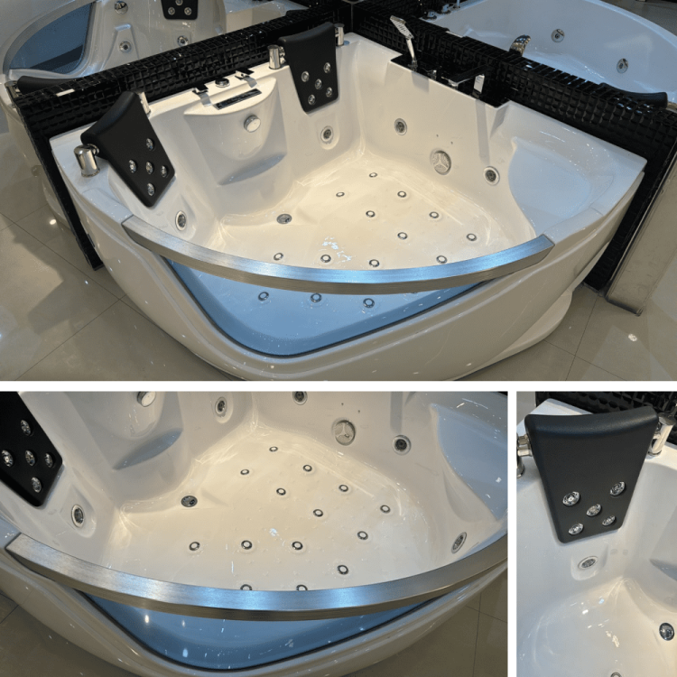 2-motor corner jacuzzi designed for couples, measuring 1500 x 1500 x 700mm (height: 66cm)