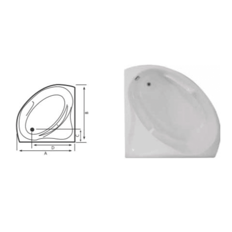 Leena corner bathtub size 130x130cm acrylic Uae made. - Image 2