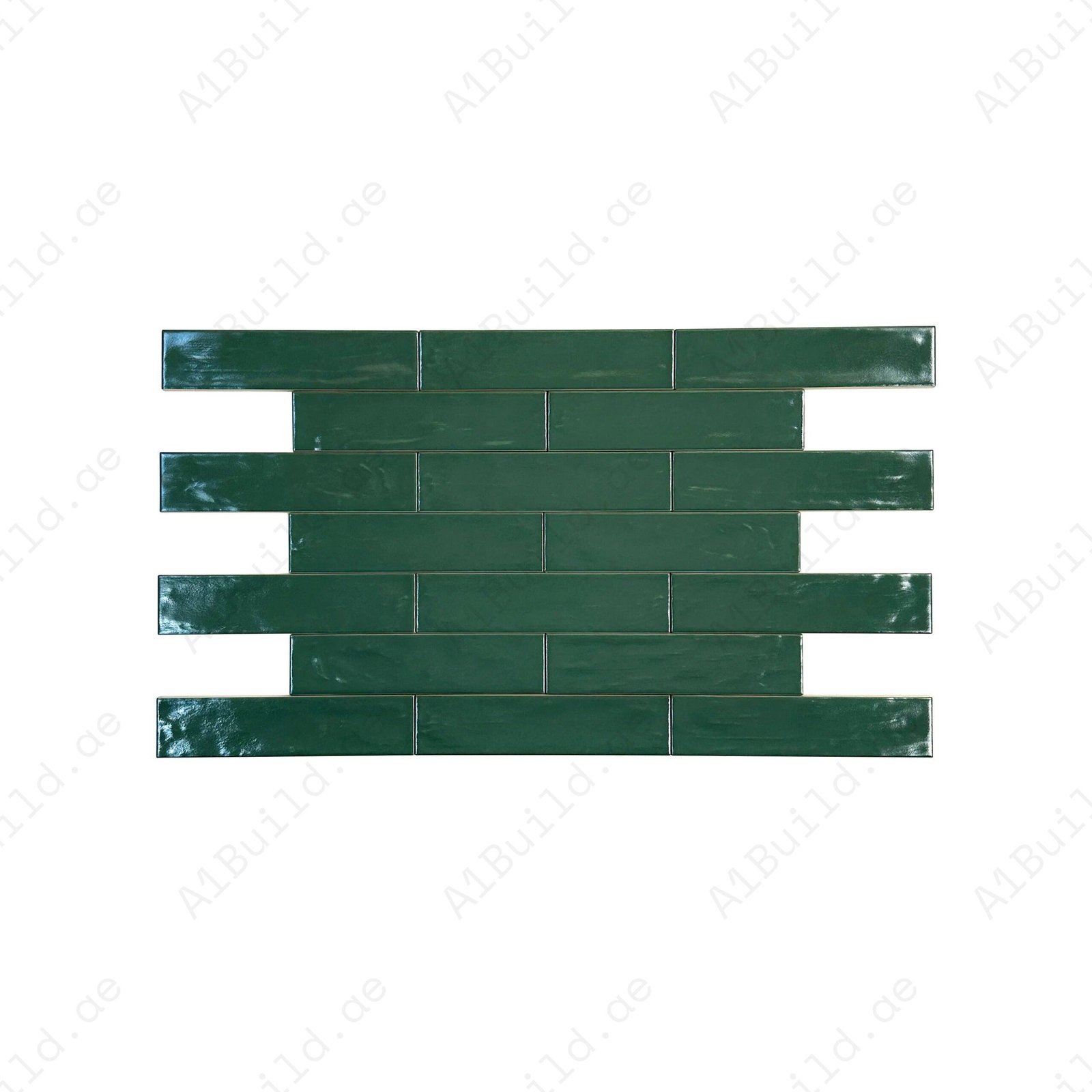 Dark Green Semimatte Pearlescent Ceramic Artisanal Tile - Image 2