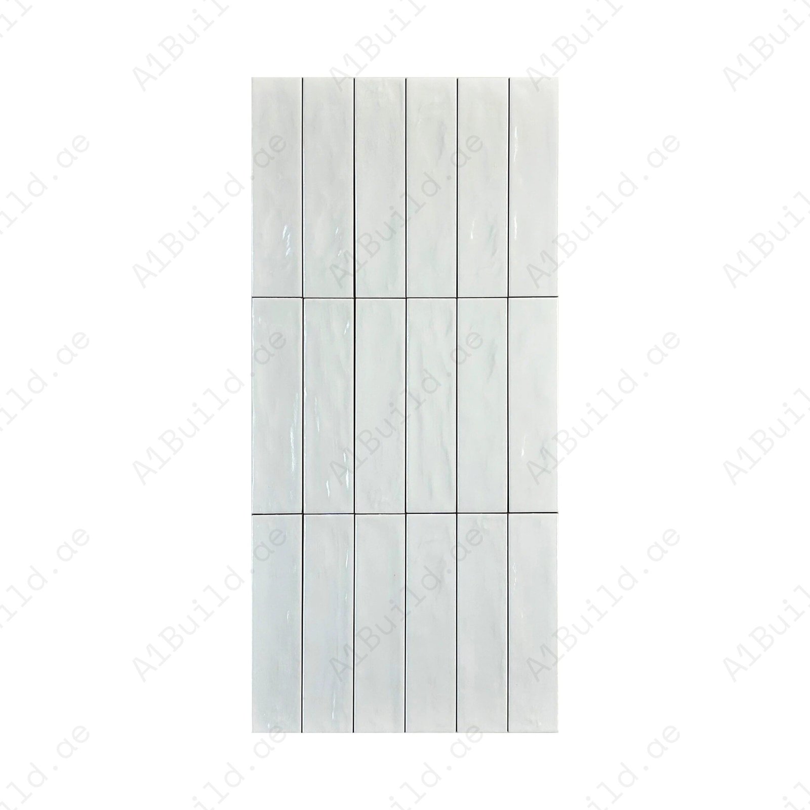 White Semimatte Pearlescent Ceramic Artisanal Tile