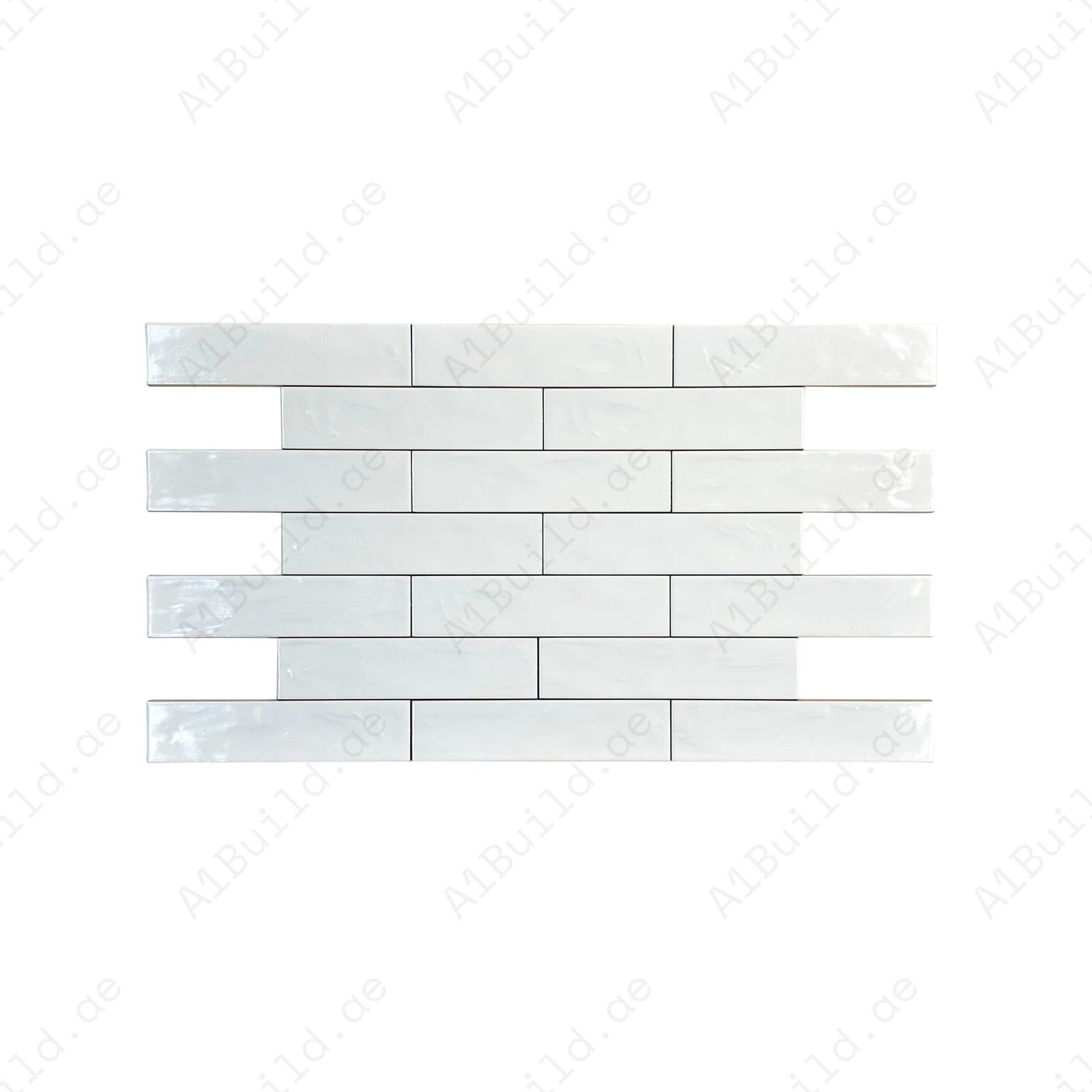 White Semimatte Pearlescent Ceramic Artisanal Tile - Image 2