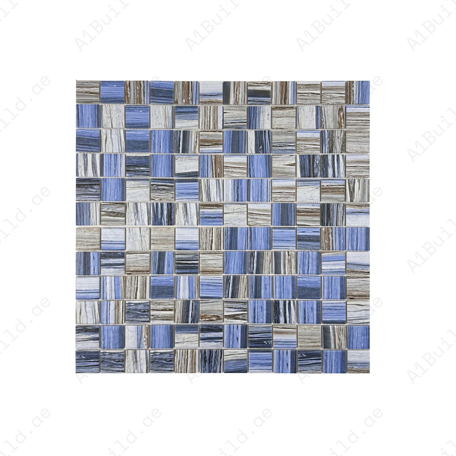 Majestic Naturale Dark Blue & Milky White & Light Grey Mixed Stone Pattern Porcelain Mosaic