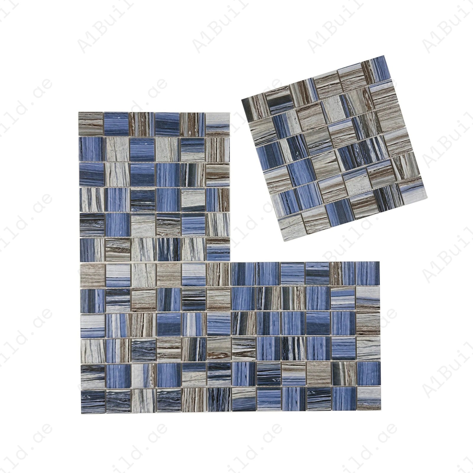 Majestic Naturale Dark Blue & Milky White & Light Grey Mixed Stone Pattern Porcelain Mosaic - Image 2