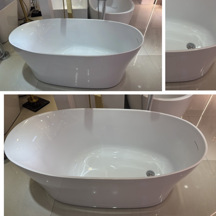 Luxury Freestanding Acrylic Bathtub – Glossy White, 150x75cm & 170x75cm