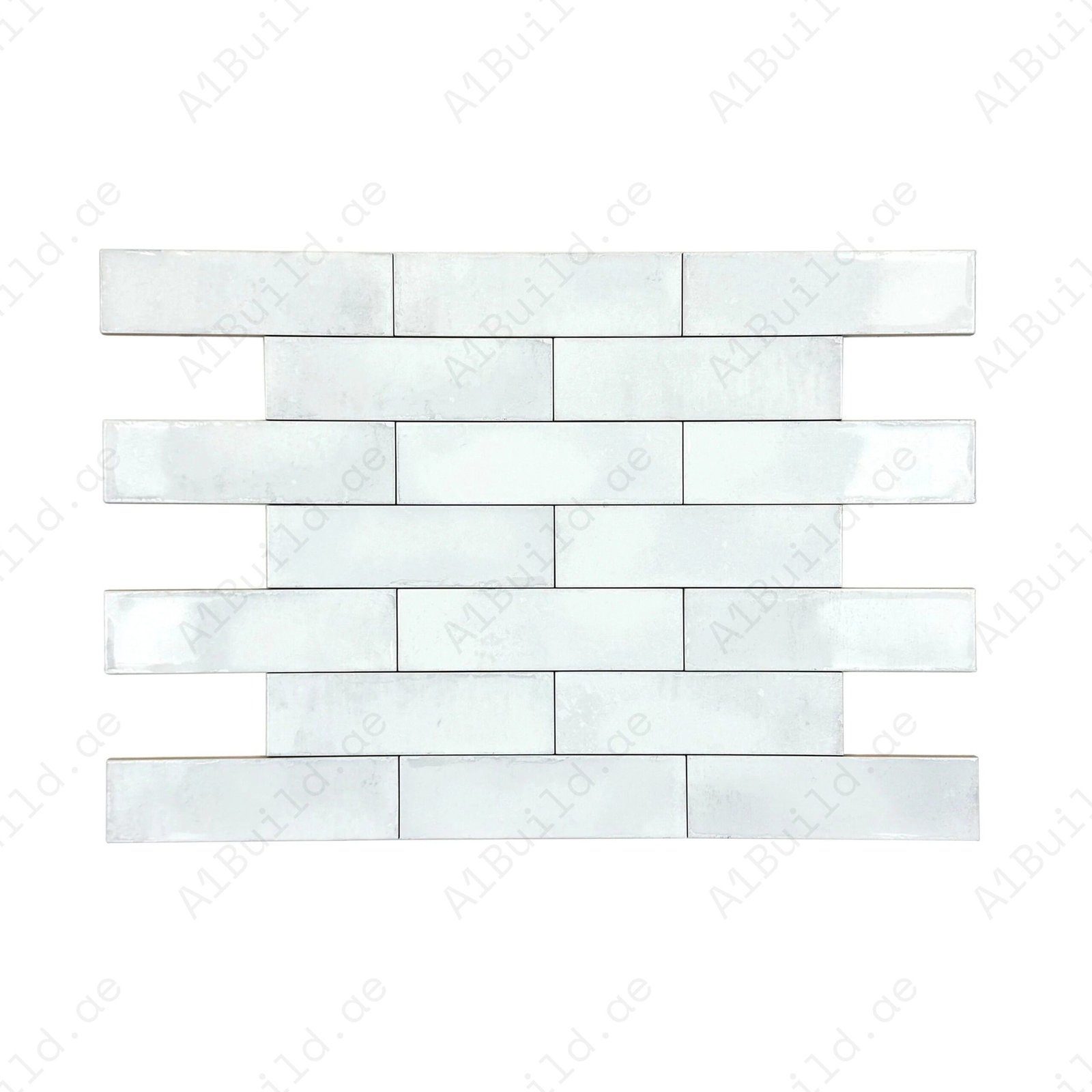 White Glossy Glazed Ceramic Artisanal Tile - Image 2