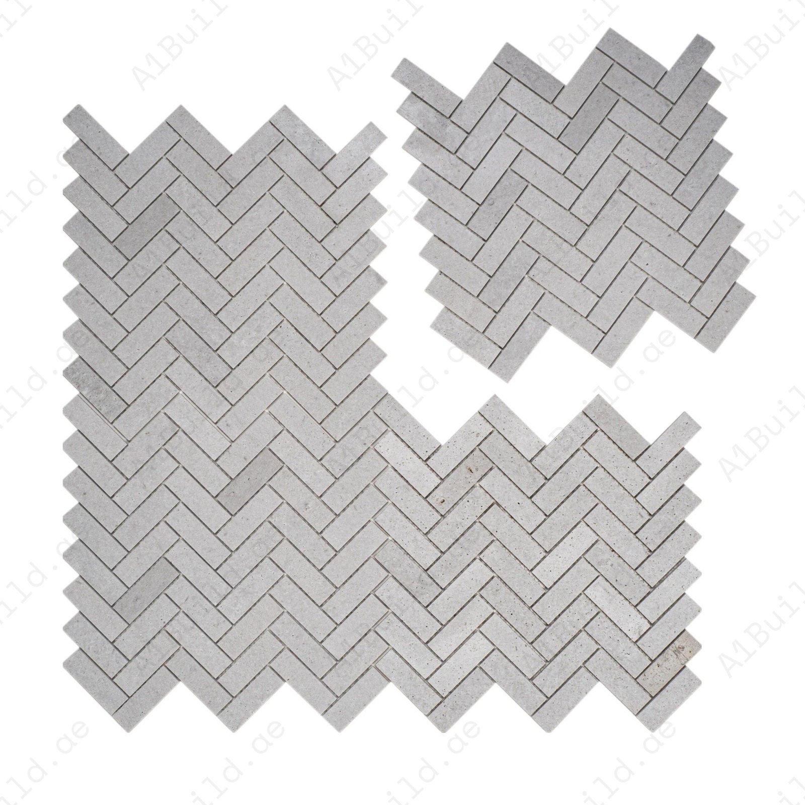 White Travertine Series Kwong Sal White Travertine Honed Herringbone Marble Mosaic - Image 2