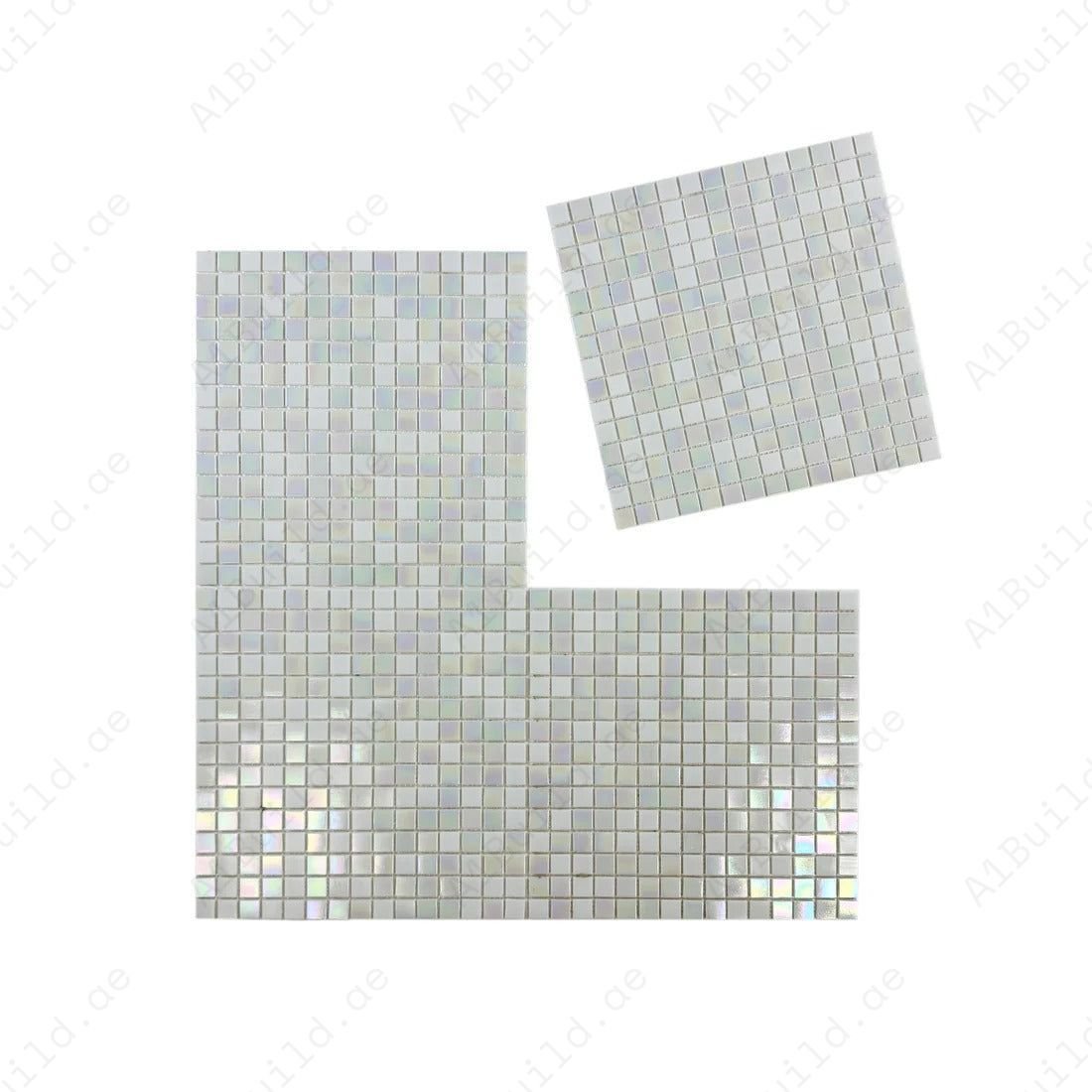Glacial Artistry Series White Iridescent Hot Melt Glass Mosaic - Image 2