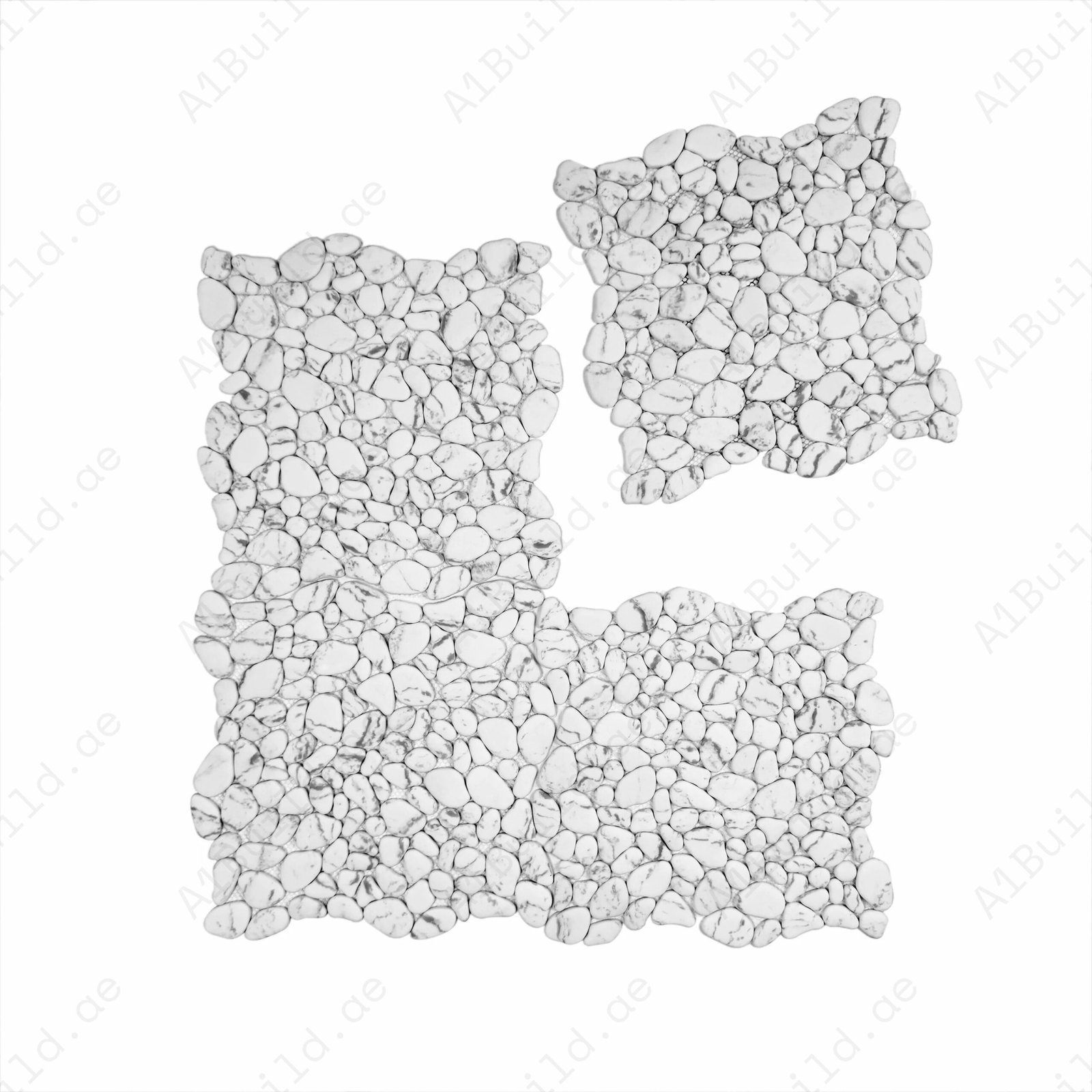 Pebble Serenade White With Black Vein Semi-Matte Irregular Round Shape Artificial Pebble Stone Mosaic - Image 2