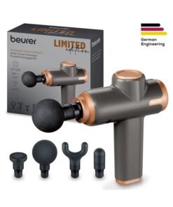 Beurer MG 99 Compact Massage Gun, Mini Deep Tissue Massager with 4 Attachments, Powerful Trigger Point Massage to Relieve Tension, Handheld Massager with 5 Intensity Levels, Rechargeable Battery