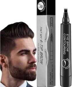 ATRJSZ Beard Color Pen for Men - Waterproof & Sweat Resistant Mustache Dye, Natural Looking Beard Filler Pencil with Gentle Formula, Long Lasting Gray Coverage, Easy Application for Home & Barber Use (Black)