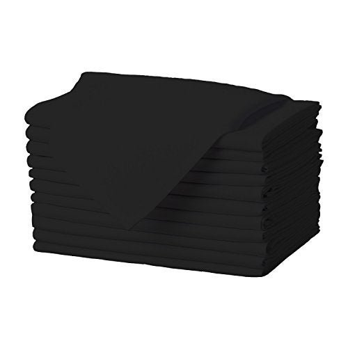 Gee Di Moda Cloth Napkins 17 x 17 Inch Black Dinner Napkins Set of 12 Soft Absorbent Washable Fabric Cloth Table Napkins with Hemmed Edges for Hotel Restaurant Holiday Parties Wedding
