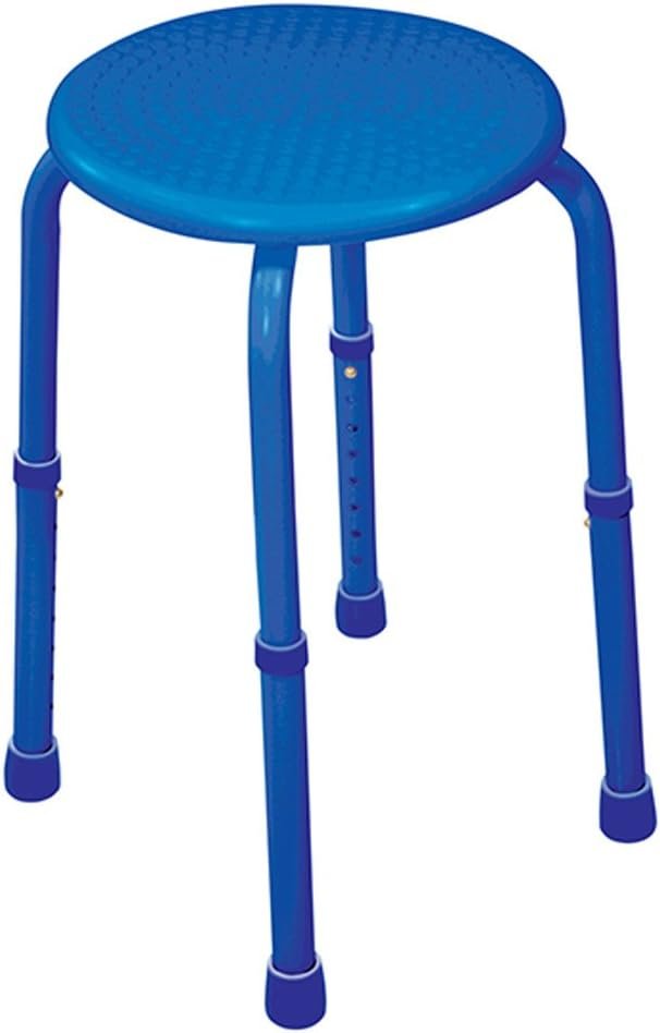 Aidapt Blue Multi Purpose Adjustable Stool ShoweringBathWaterproofBar StoolNonSlip FeetSturdyCampingKitchenChildren ChairElderlyDisabledAluminium LightweightNo Tools Required