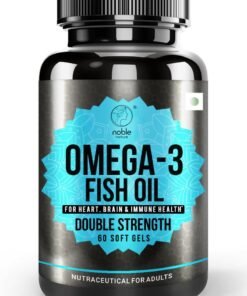 noble nature Omega 3 Fish Oil with EPA & DHA Fatty Acids - Heart, Brain & Immune Support for Men & Women, 1000 mg, Double Strength, 60 Softgels