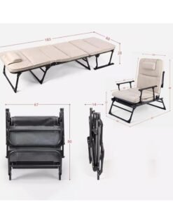 XiuWoo 6-Gear Folding Patio Lounge Chairs, Reclining Lounge Chair with Removable Mattress for Indoor and Outdoor, for Poolside, Beach, Lawn, Patio, Camping, Light Gray