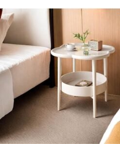 XICEN 2 Tier Side Table with Storage Shelf, Plastic End Table Sofa Couch Table, Modern Flower Shaped Tea Table Coffee Table, Mid-Century Style Bedside Tables, Suitable for Bedroom/Hallway/Study Room/Office
