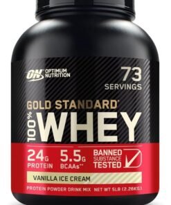 Optimum Nutrition Gold Standard 100% Whey Protein Powder Primary Source Isolate, 24 Grams of Protein for Muscle Support and Recovery - Vanilla Ice Cream, 5 Lbs, 73 Servings (2.27 KG)