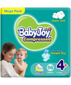 BabyJoy Compressed Diamond Pad Diaper, Size 4+, Large Plus, 12-21 Kg, Mega Pack, 56 Diapers
