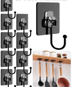 MITOYO 10-Piece Wall Hooks - Self Adhesive Hook - Without Nails Drill Free Strong Sticky Hook - Hanging Heavy Duty - for Home, Bathroom, Kitchen, Office