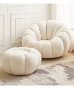 Magic Pumpkin Style Lamb Fleece Lazy Sofa with Pedal Sofa
