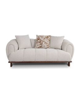 DANUBE HOME Wade 2 Seater Fabric Sofa, Two-Seat Couch For Living Room, Stylish Compact Design With Soft Fabric Finish And Modern Detailing – Beige/Brown