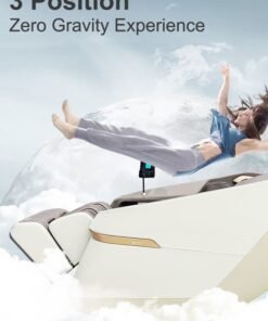 ARES uClass Magnetic Massage Mechanism 22 Auto Programs Waist and Leg Heating Therapy Intelligent Voice Control 3 Zero Gravity Position Bluetooth Speakers- Grey/Beige