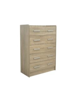 DANUBE HOME Supreme Chest Of 5 Drawers Desk Chest Of Drawers Living Room Chest Of Drawers Modern And Simple Bedroom Furniture Wall Storage Cabine - French Sonoma Oak