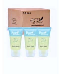 Eco Botanics Bulk Set Pack of 50 Transparent Travel-Size Hotel Body Wash With White tea & Honey Extract 30ml