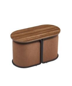 DANUBE HOME Belgium 1 + 2 Coffee Table With Stool Multifunctional Living Room Center Table Modern Design Furniture For Home L78Xw39Xh45Cm|L36Xw35Xh39Cm-Brown