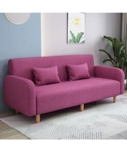 Comfynest Seats 3 Modern Small Solid Wood Frame Foam Filled Sofa With Square Arm - Flannel 150 X 65 X 75 Cm Rose Red