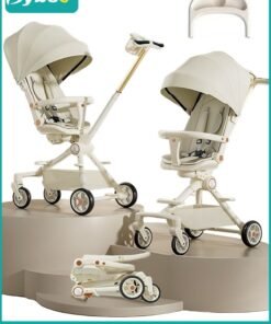 Bybeo Lightweight Baby Stroller, Multifunctional Travel Cabin, One-Hand Folding Babies Strollers for Newborn, Infant, Kids with Dinner Plate, Sunshade and 175-Degree Adjustable  Reversible Reclining Seat