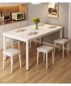 AIWANTO Modern Dining Table – Solid Wood Top with Reinforced Steel Legs, 140×60×75 cm, Easy-to-Clean Surface, Dual-Use for Dining & Home Office
